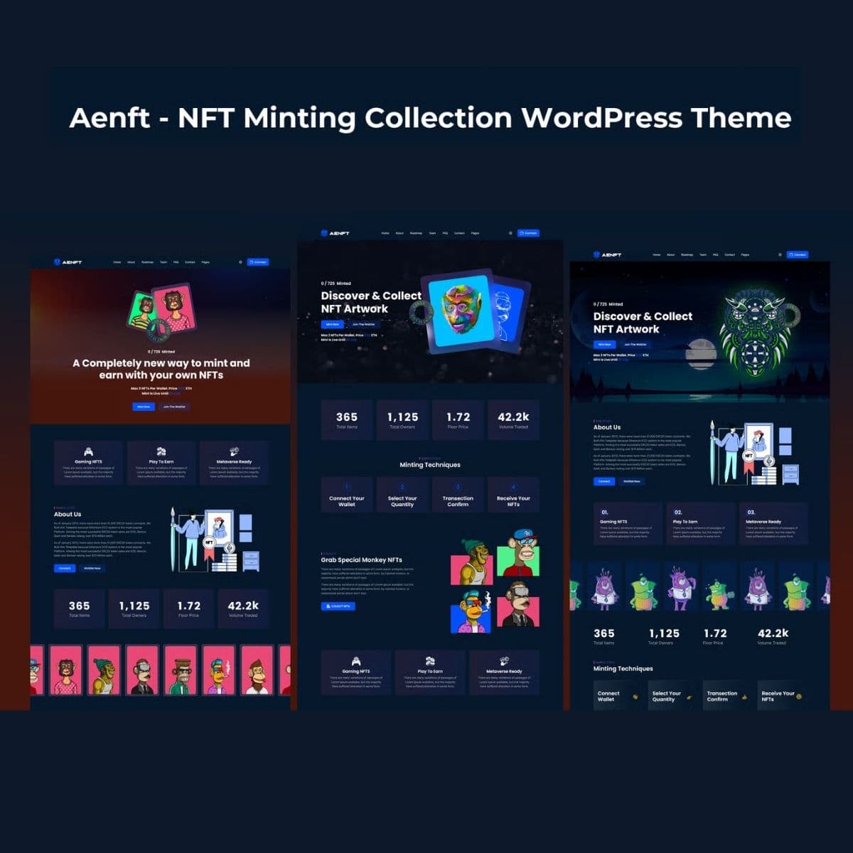 Aenft - NFT Minting Collection WordPress Theme