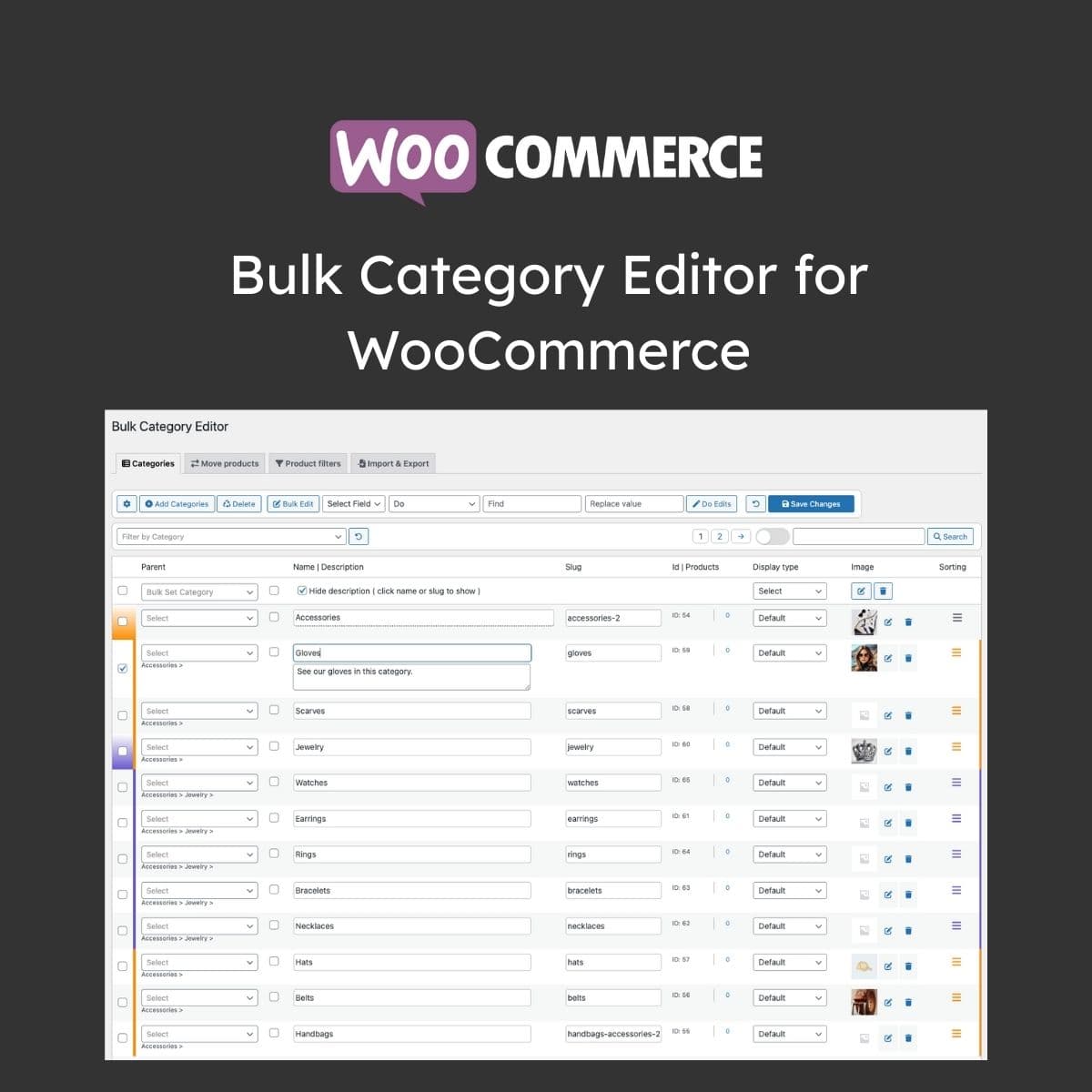 Bulk Category Editor for WooCommerce