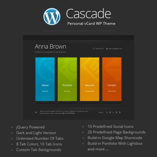 Cascade - Personal vCard WordPress Theme