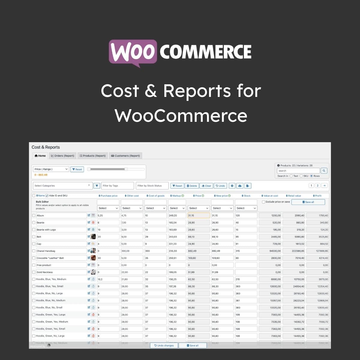 Cost & Reports for WooCommerce