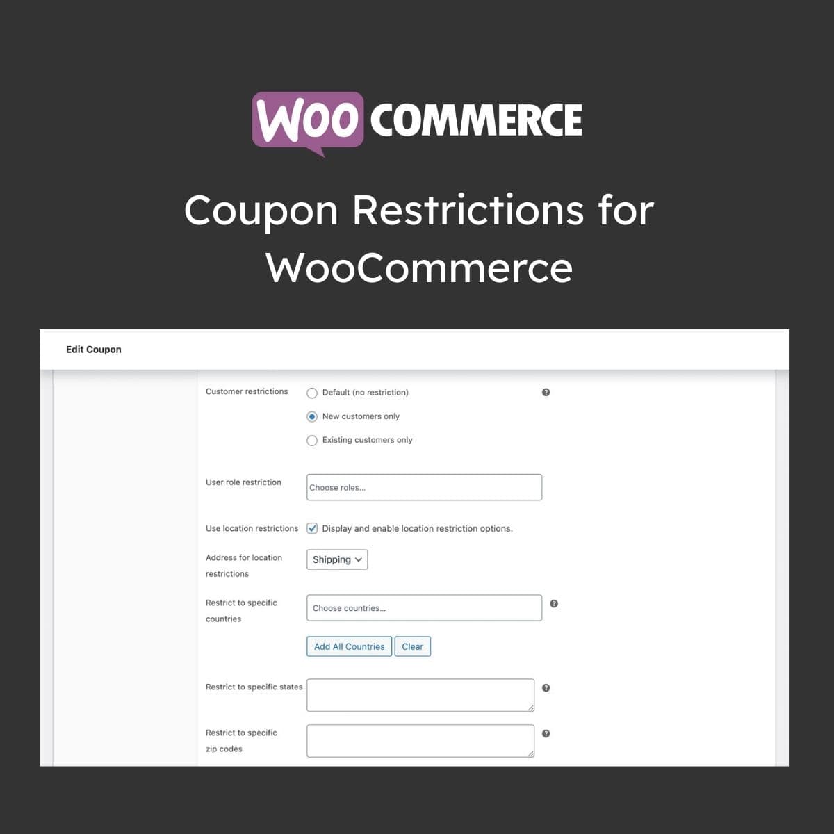 Coupon Restrictions for WooCommerce