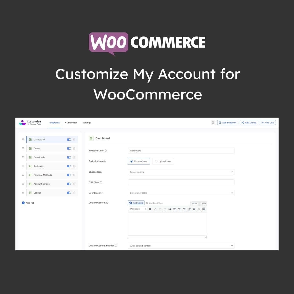 Customize My Account for WooCommerce