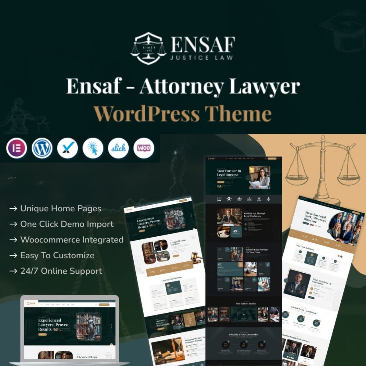 Ensaf - Attorney Lawyer WordPress Theme