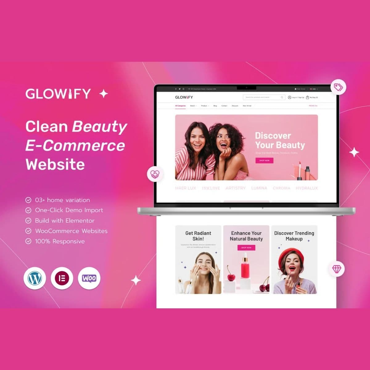 Glowify - Beauty and Cosmetics Shop WordPress Theme