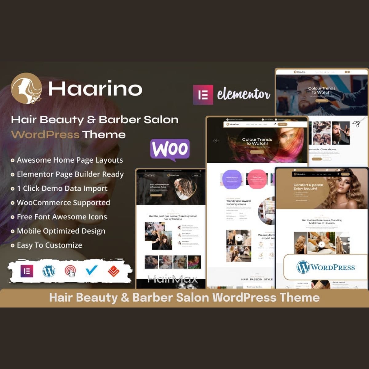 Haarino - Hair Beauty & Makeup Salon WordPress Theme