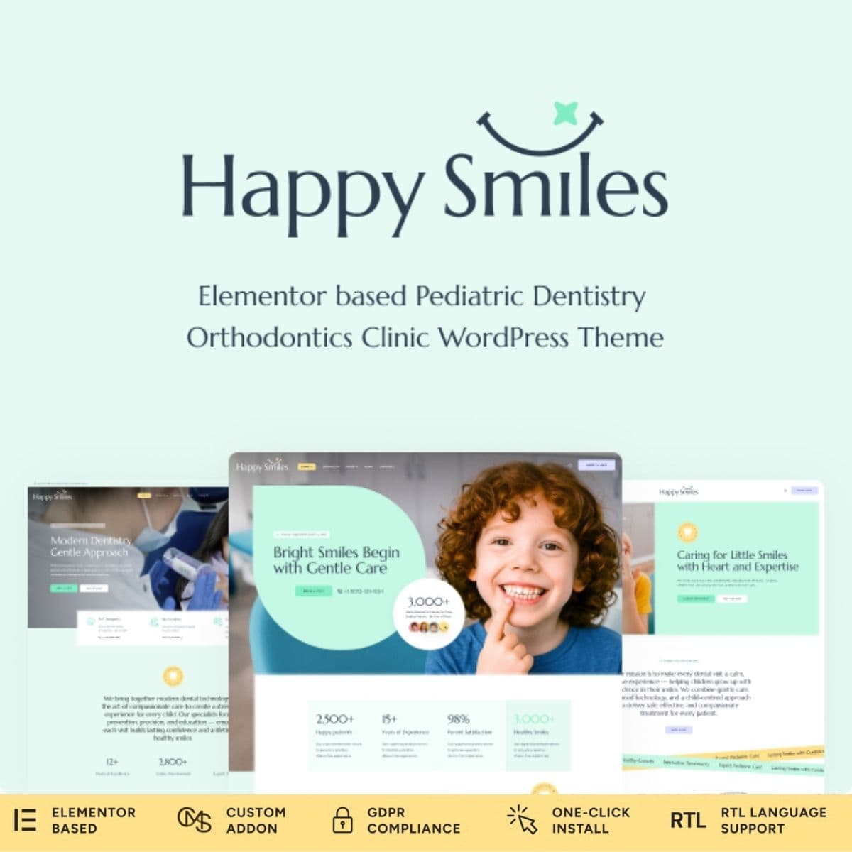 Happy Smiles - Pediatric Dental Clinic & Dentist WordPress Theme