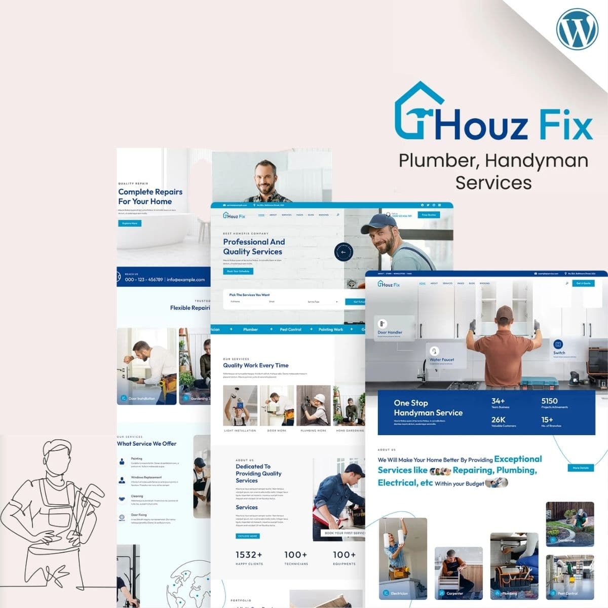 HouzFix - Plumber, Handyman Services WordPress Theme