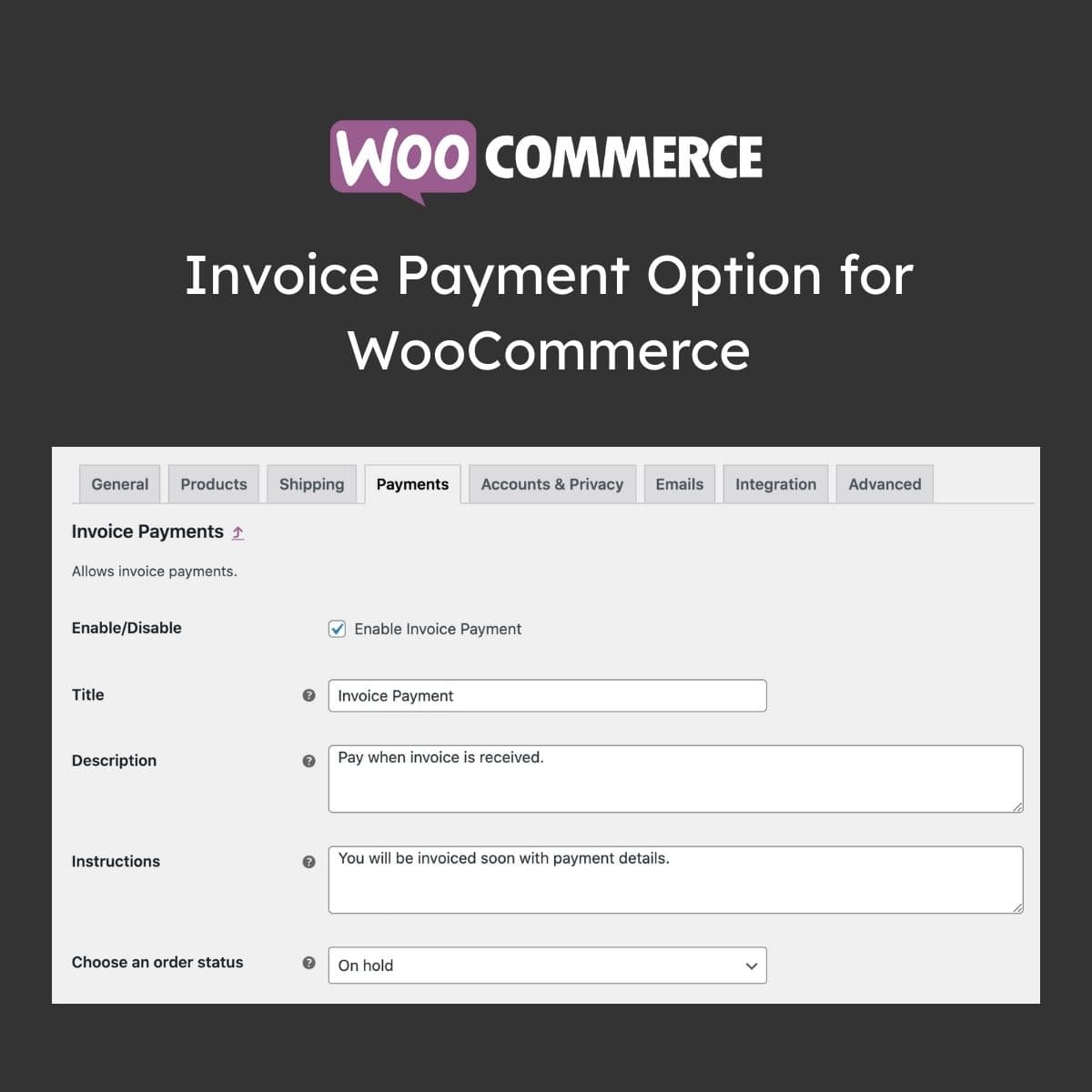 Invoice Payment Option for WooCommerce