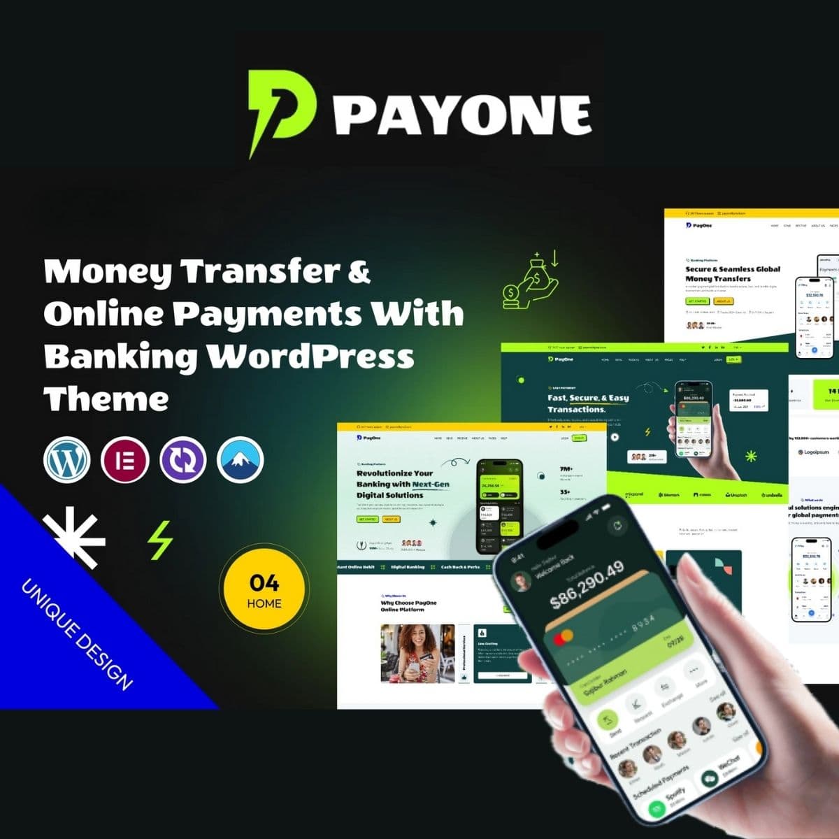 PayOne – Money Transfer & Online Payments With Banking WordPress Theme
