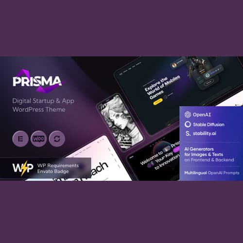 Prisma - Digital Startup & App WordPress Theme + AI