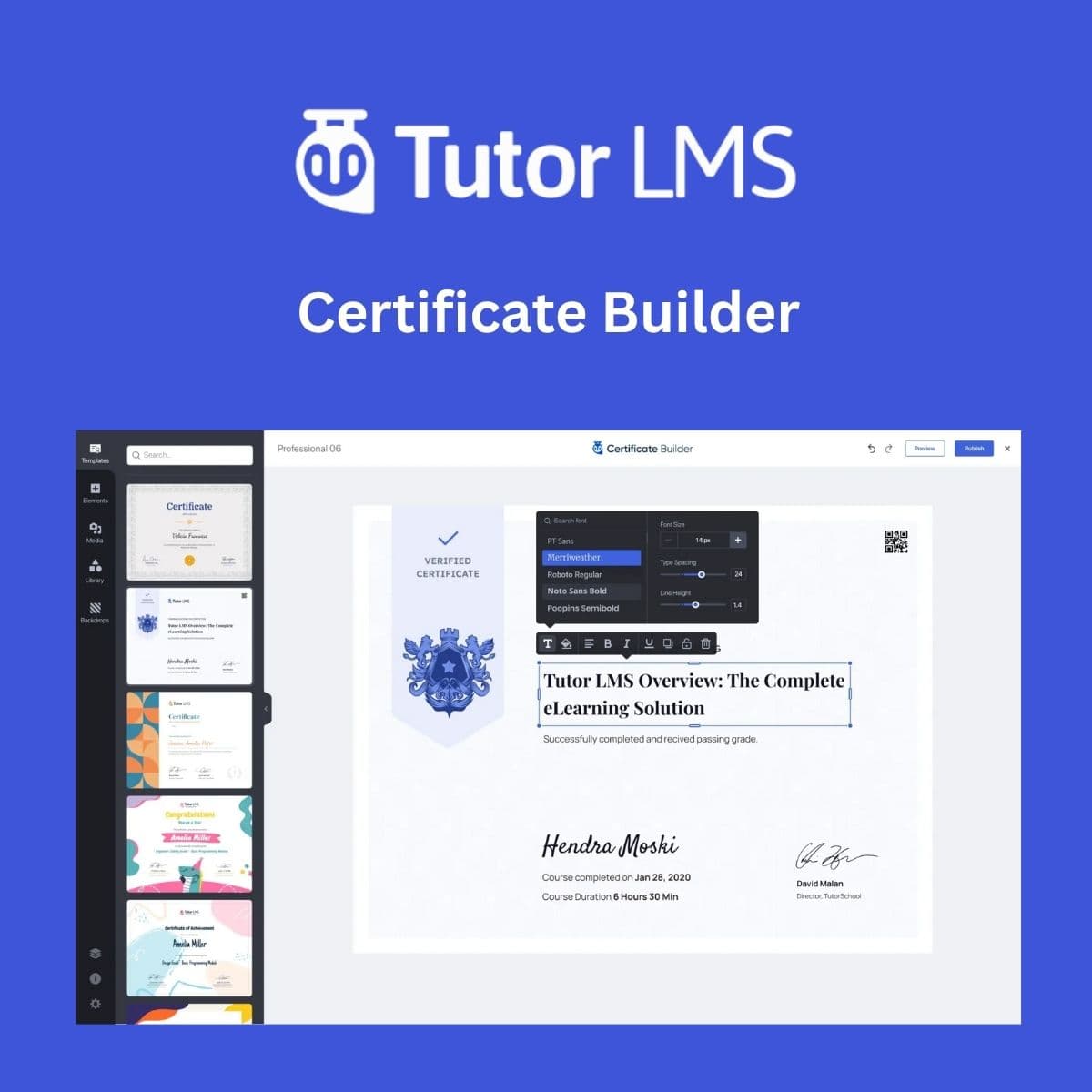 Tutor LMS Pro – Certificate Builder