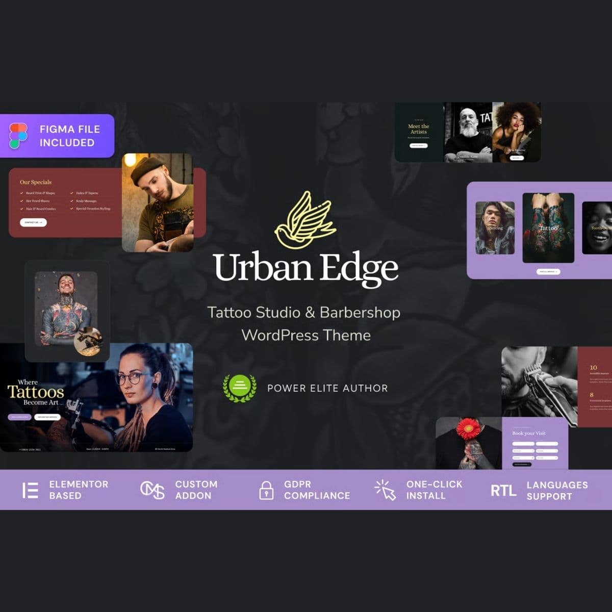 Urban Edge - Barbershop & Tattoo Studio WordPress Theme