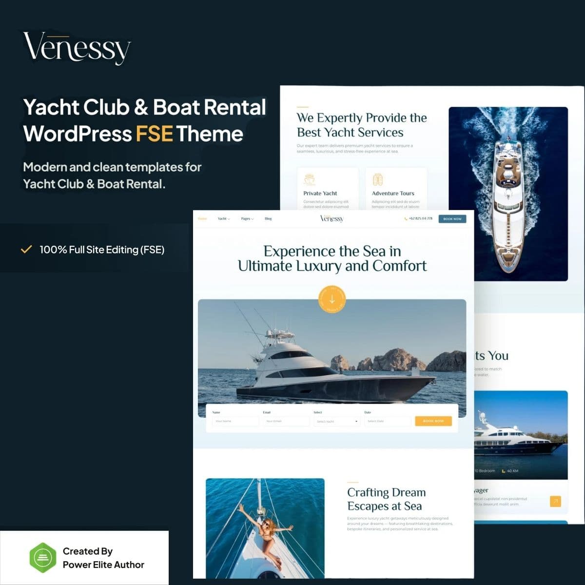 Venessy - Yacht Club & Boat Rental Gutenverse FSE WordPress Theme
