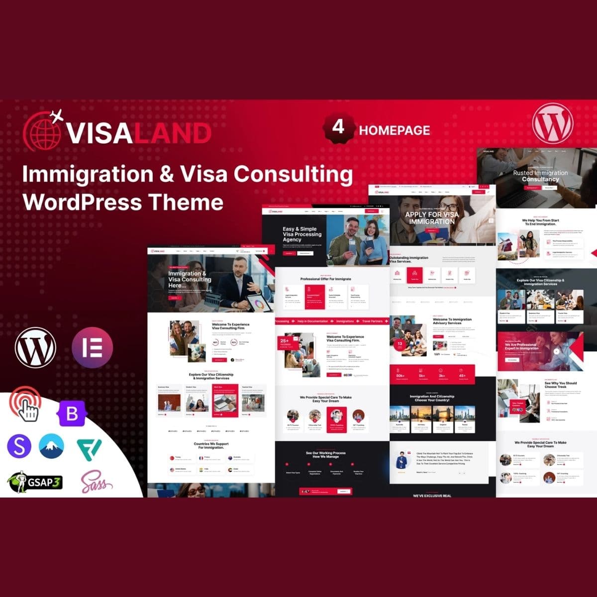 Visaland - Immigration and Visa Consulting WordPress Theme