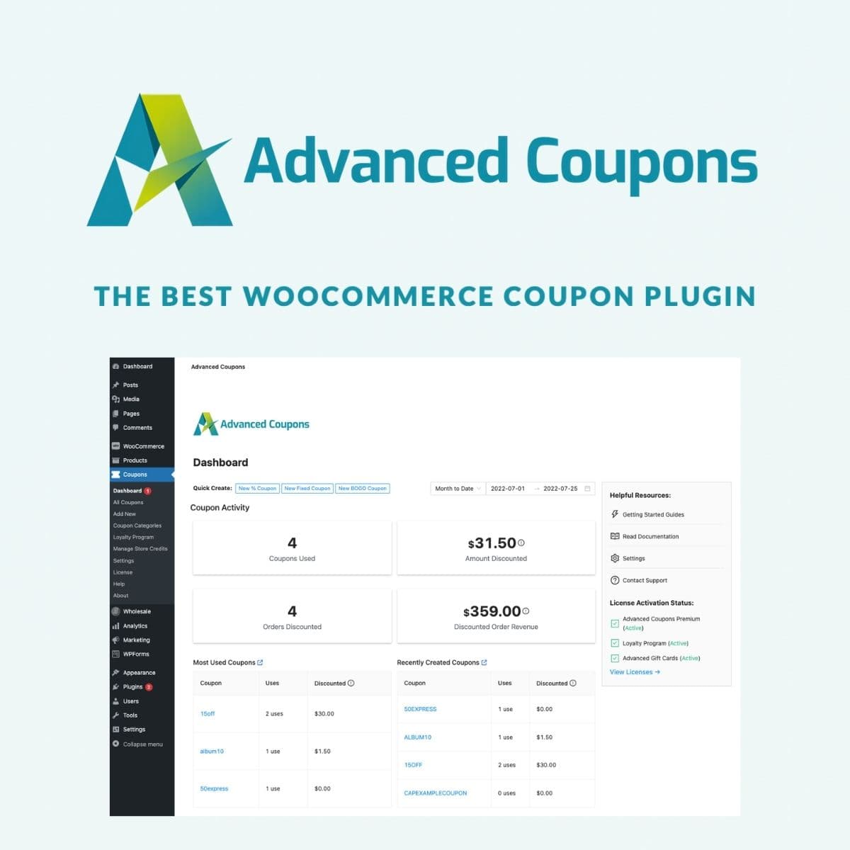 Screenshot of Advanced Coupons for WooCommerce Premium interface