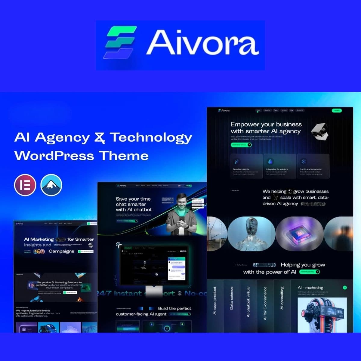 Aivora – AI Agency & Technology WordPress Theme Preview