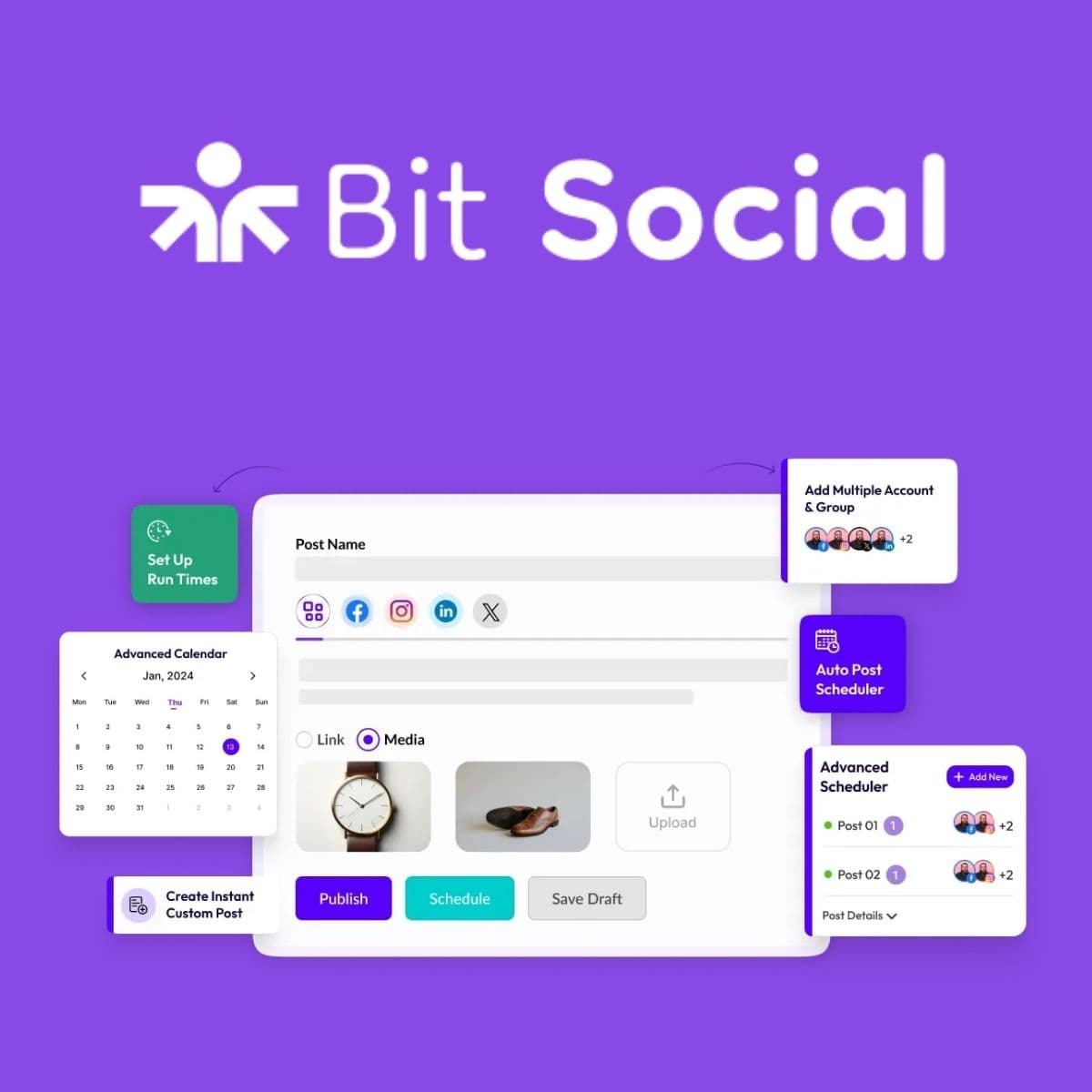 Screenshot of Bit Social Pro interface