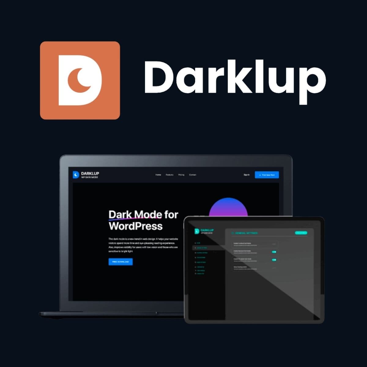 Screenshot of Darklup WP Dark Mode interface