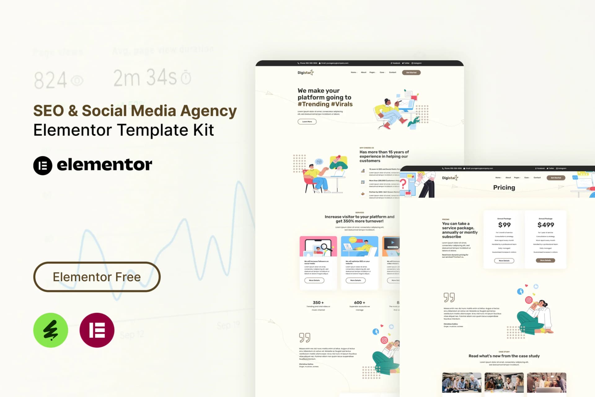 Digistar - SEO & Social Media Agency Elementor Templat Kit