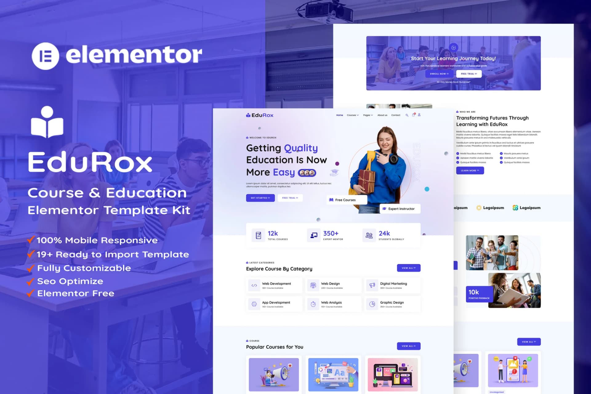 EduRox - Online Course & Education Elementor Pro Template Kit 
