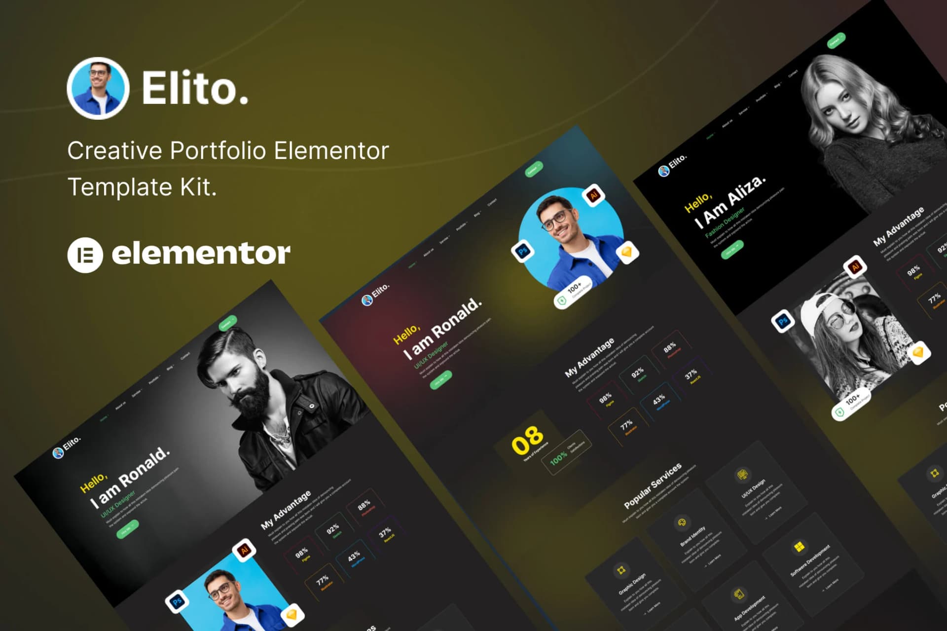 Elito – Creative Portfolio Elementor Template Kit 