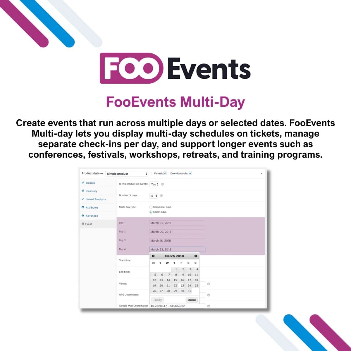 Screenshot of FooEvents Multi-Day interface