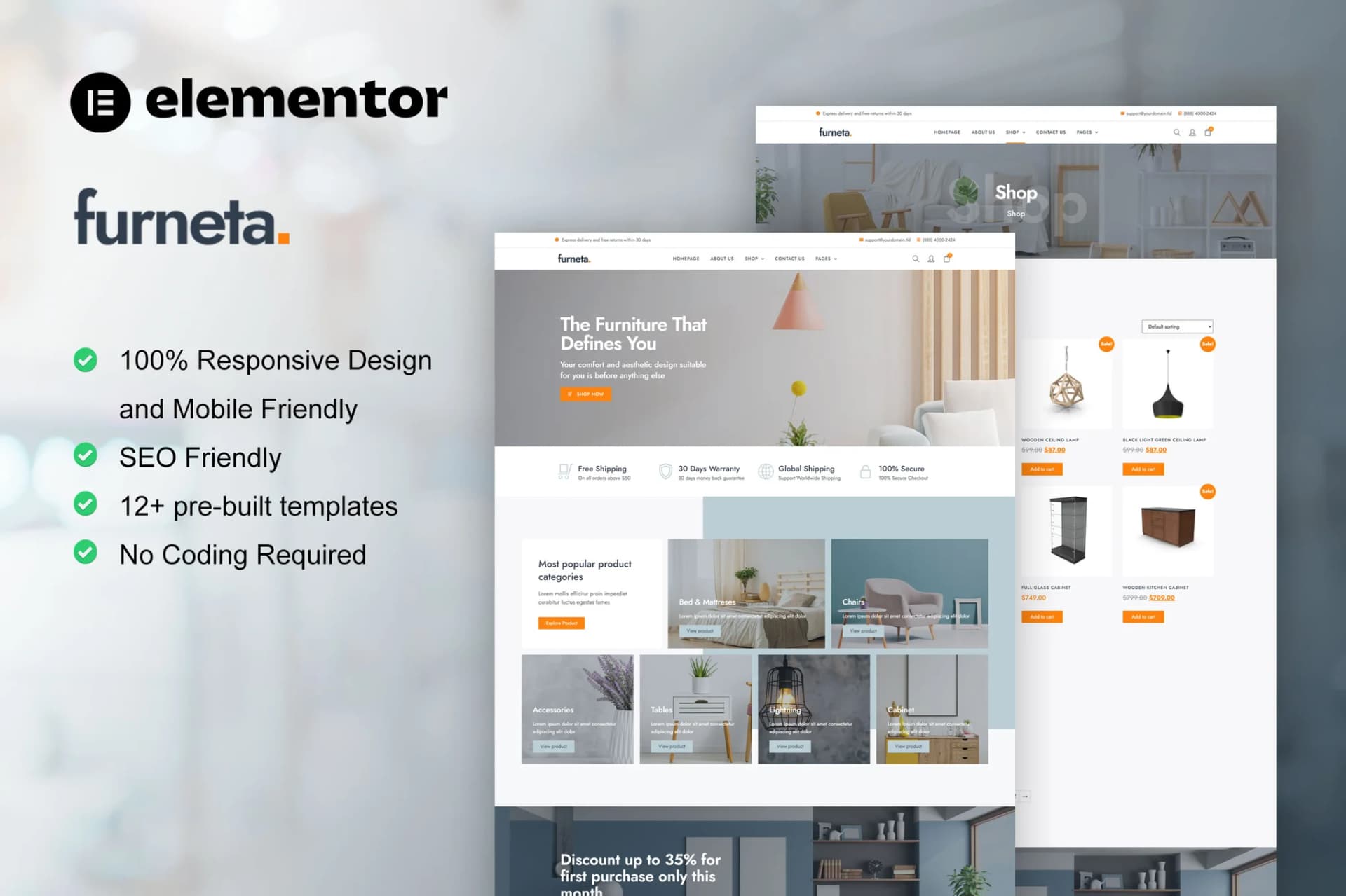 Furneta - Furniture Shop Elementor Template Kit 