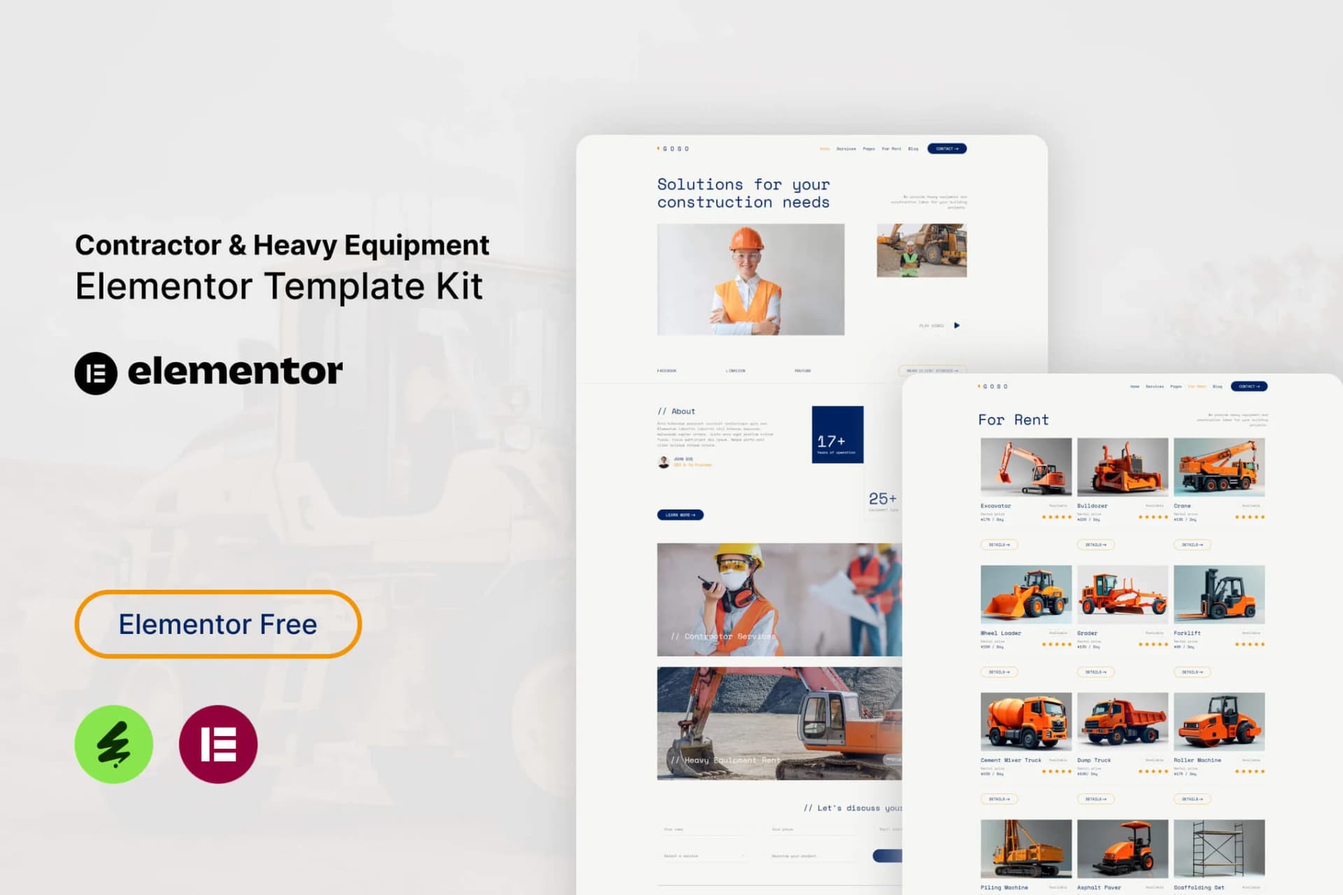 Goso - Contractor & Heavy Equipment Elementor Template Kit