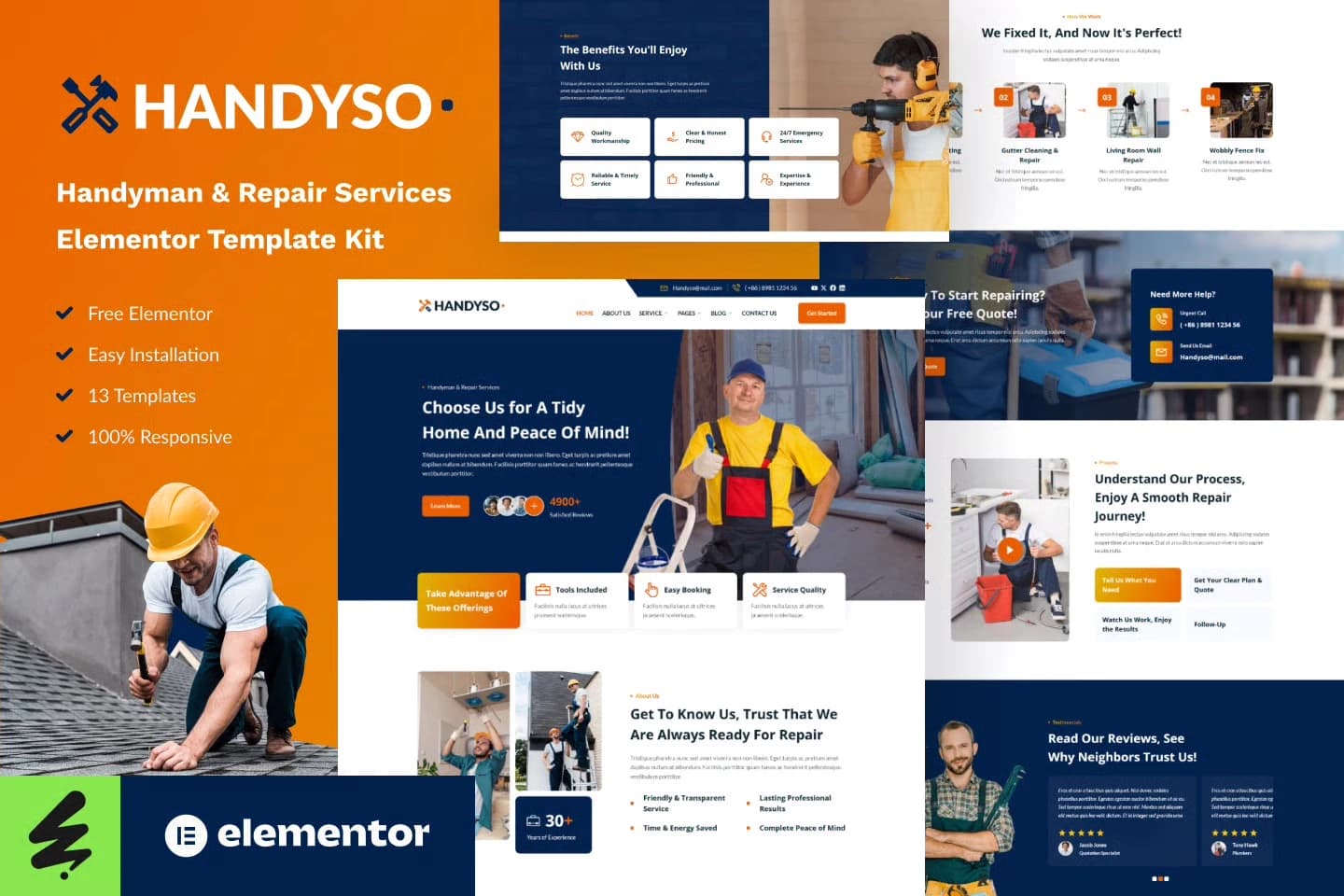 Handyso - Handyman & Repair Service Elementor Template Kit 