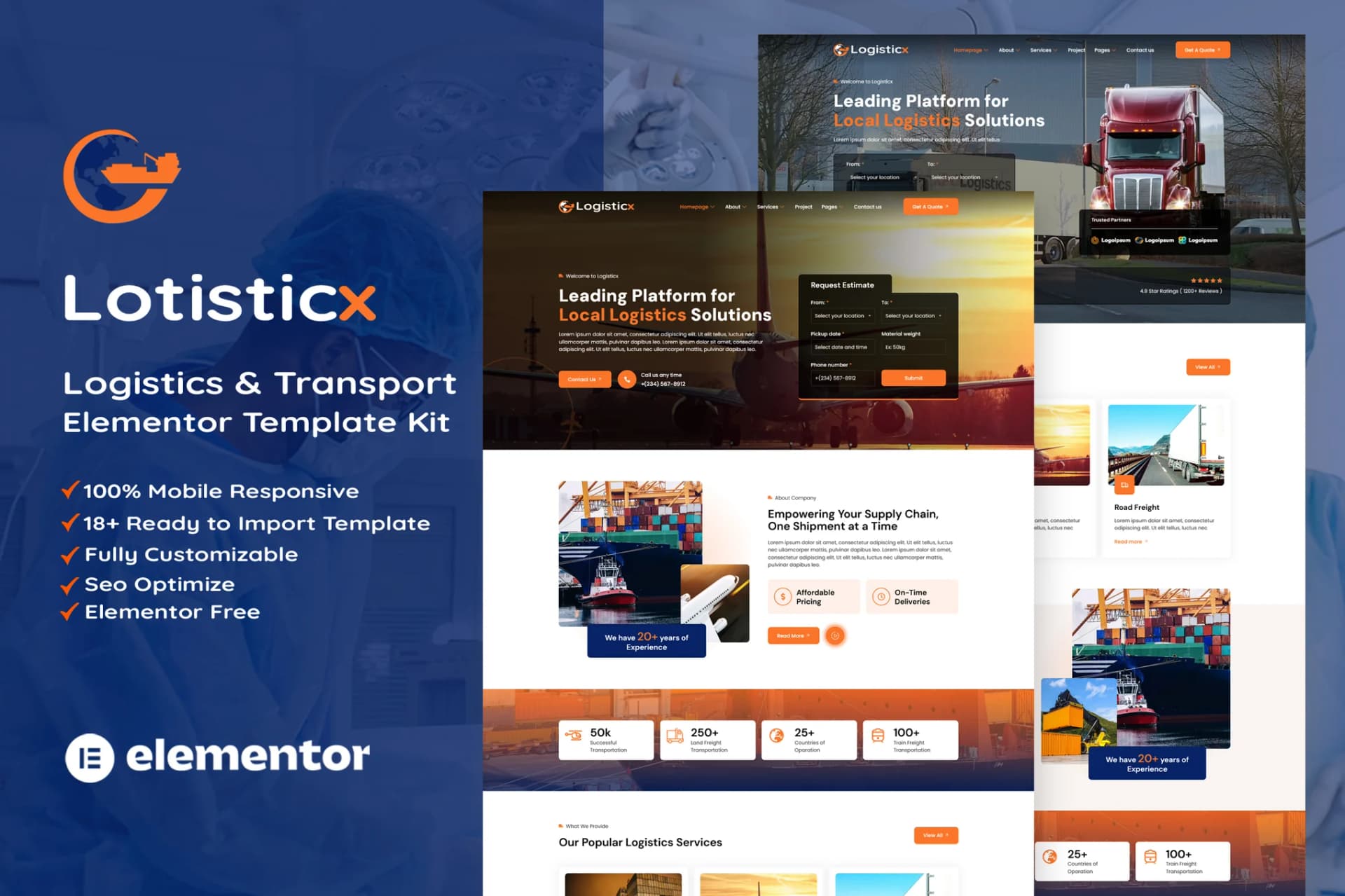 Logisticx - Logistics & Transportation Elementor Template Kit 