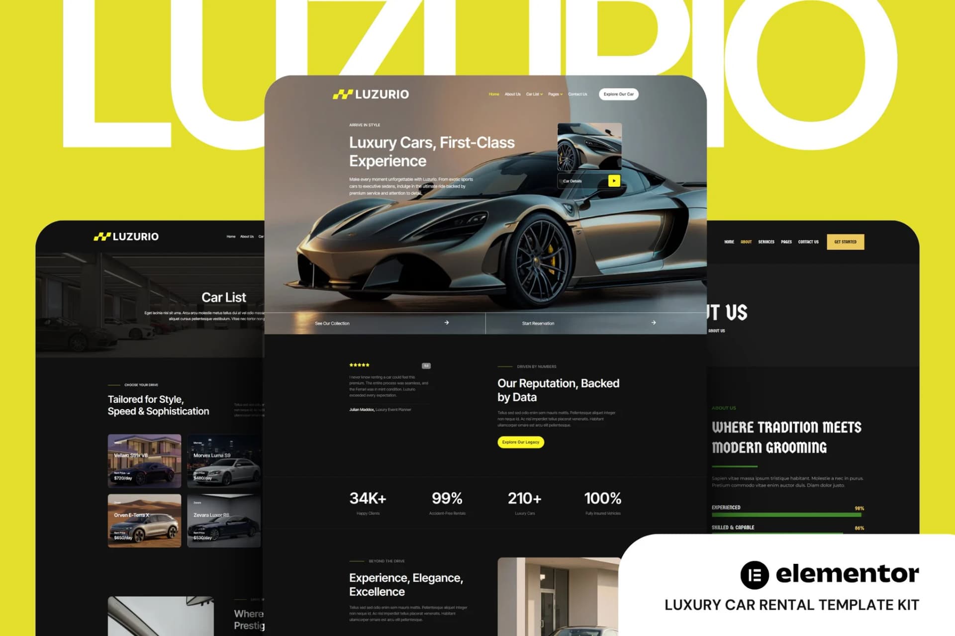 Luzurio - Luxury Car Rental Elementor Template Kit 