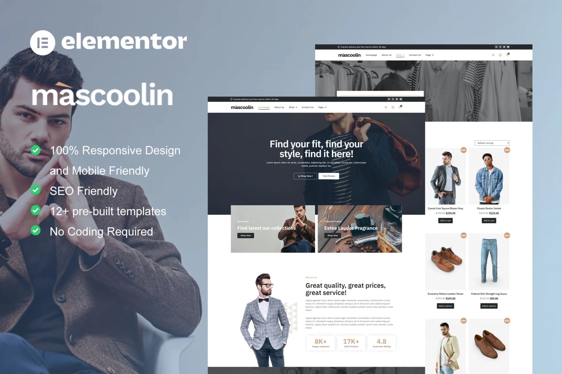 Mascoolin - Fashion Store Elementor Template Kit 