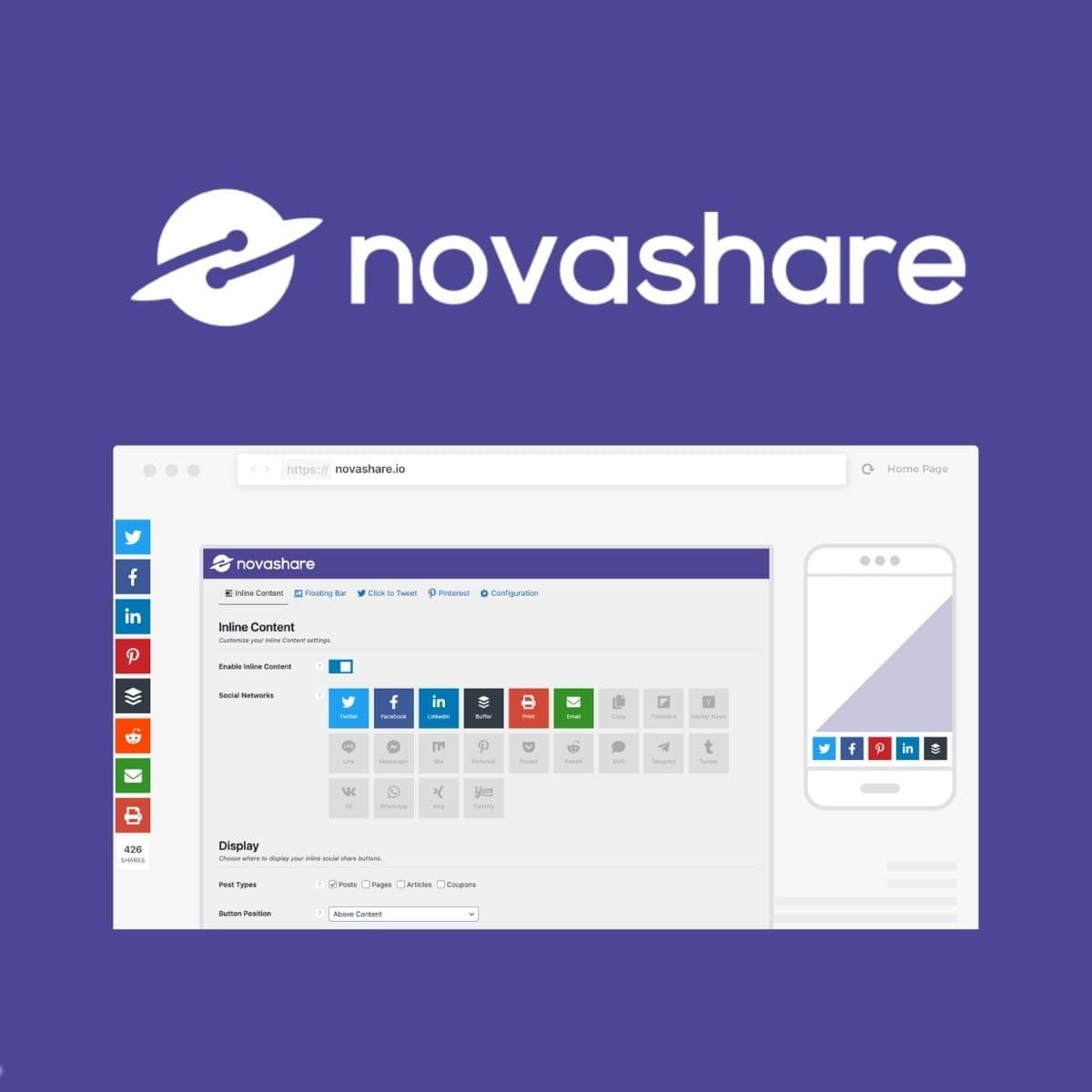 Screenshot of Novashare interface