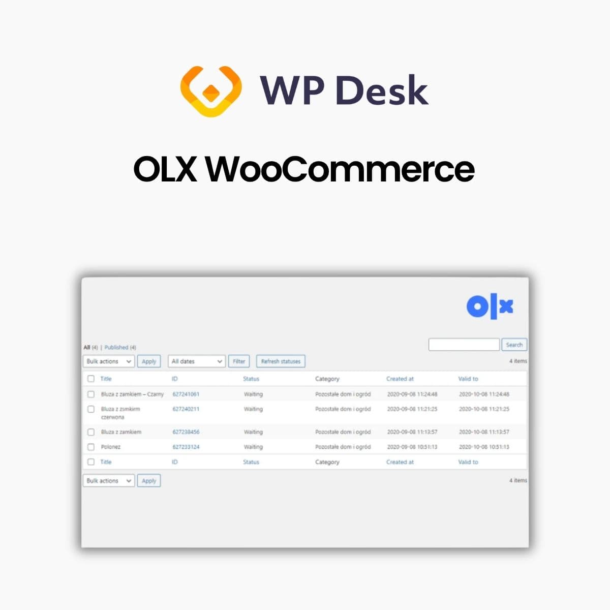 Screenshot of WPDesk - OLX WooCommerce interface