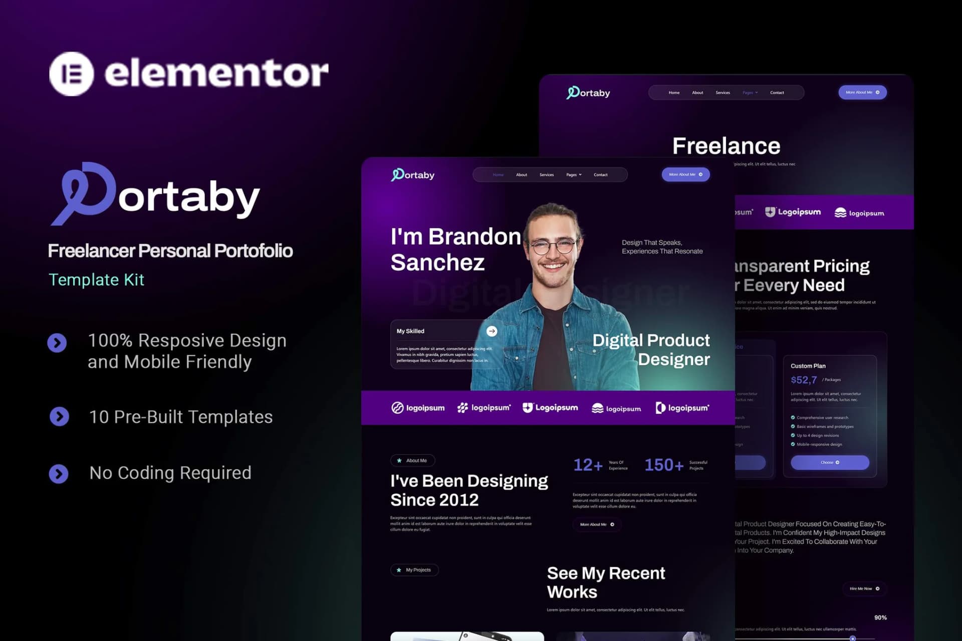 Portaby - Freelancer Personal Portofolio Elementor Template Kit 
