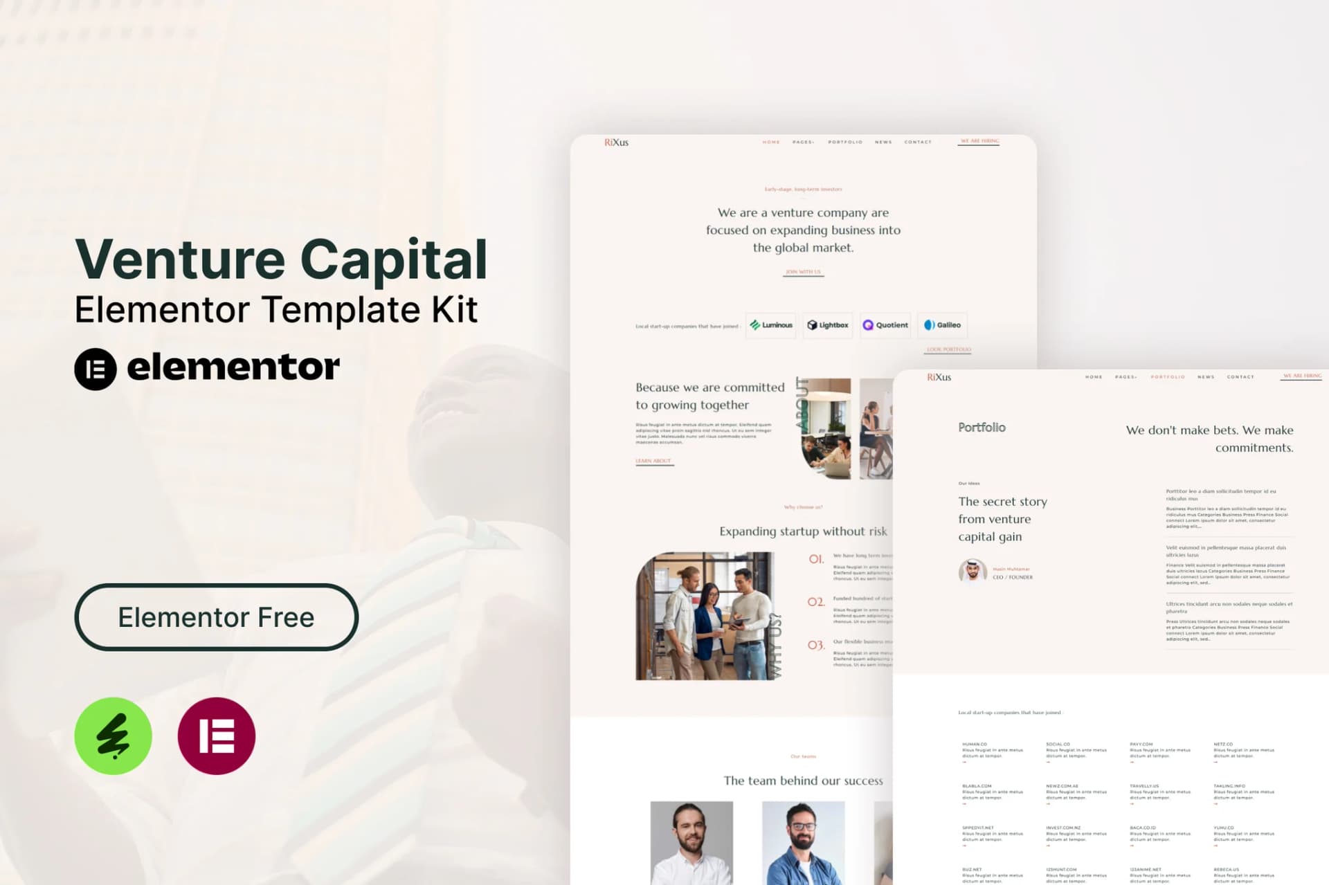 RiXus - Venture Capital Elementor Template Kit