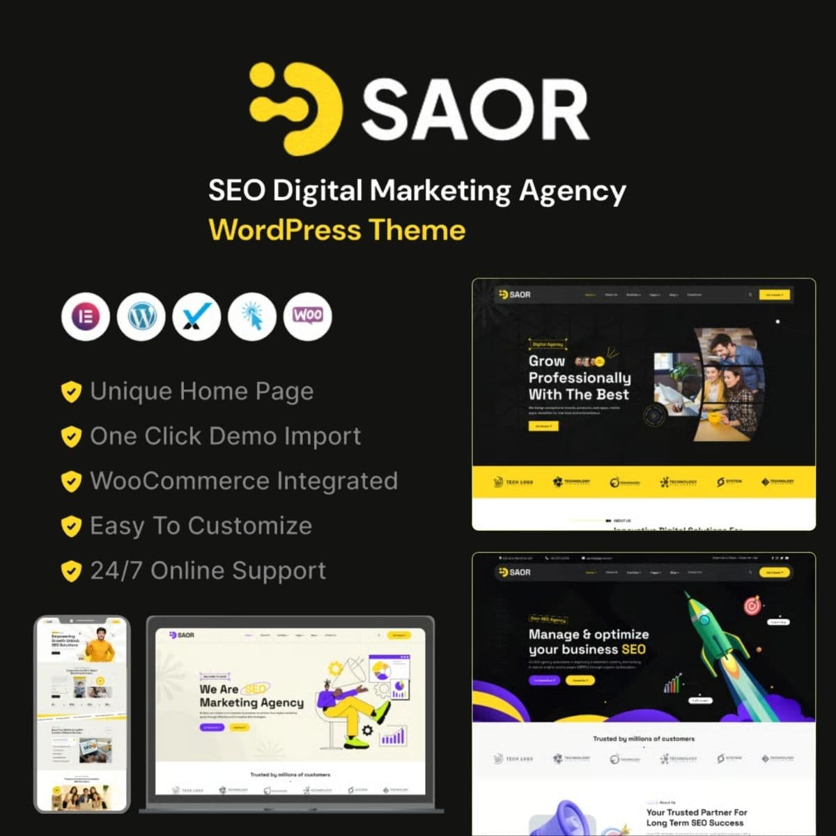 Saor - WordPress Plugin/Theme Screenshot of Saor interface