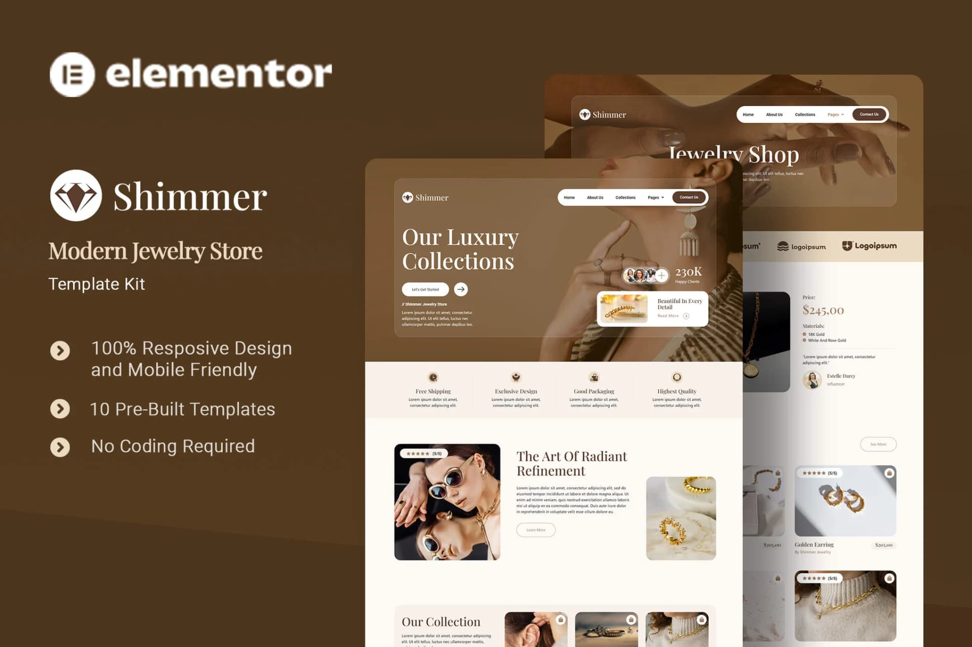 Shimmer - Modern Jewelry Store Elementor Template Kit 