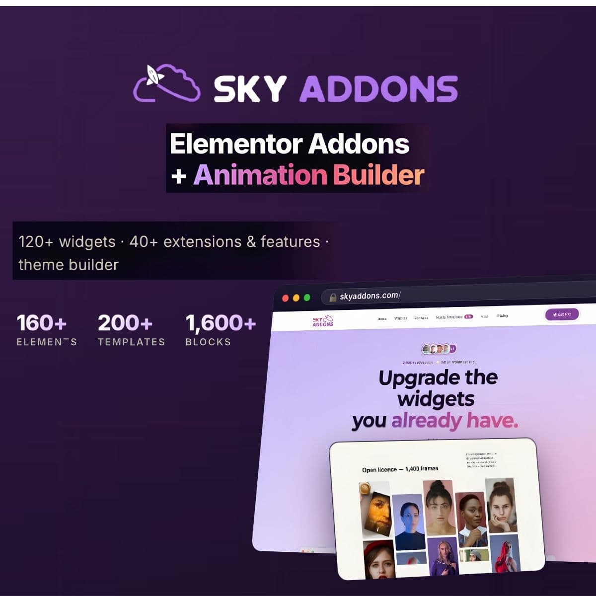 Screenshot of Sky Addons for Elementor Pro interface