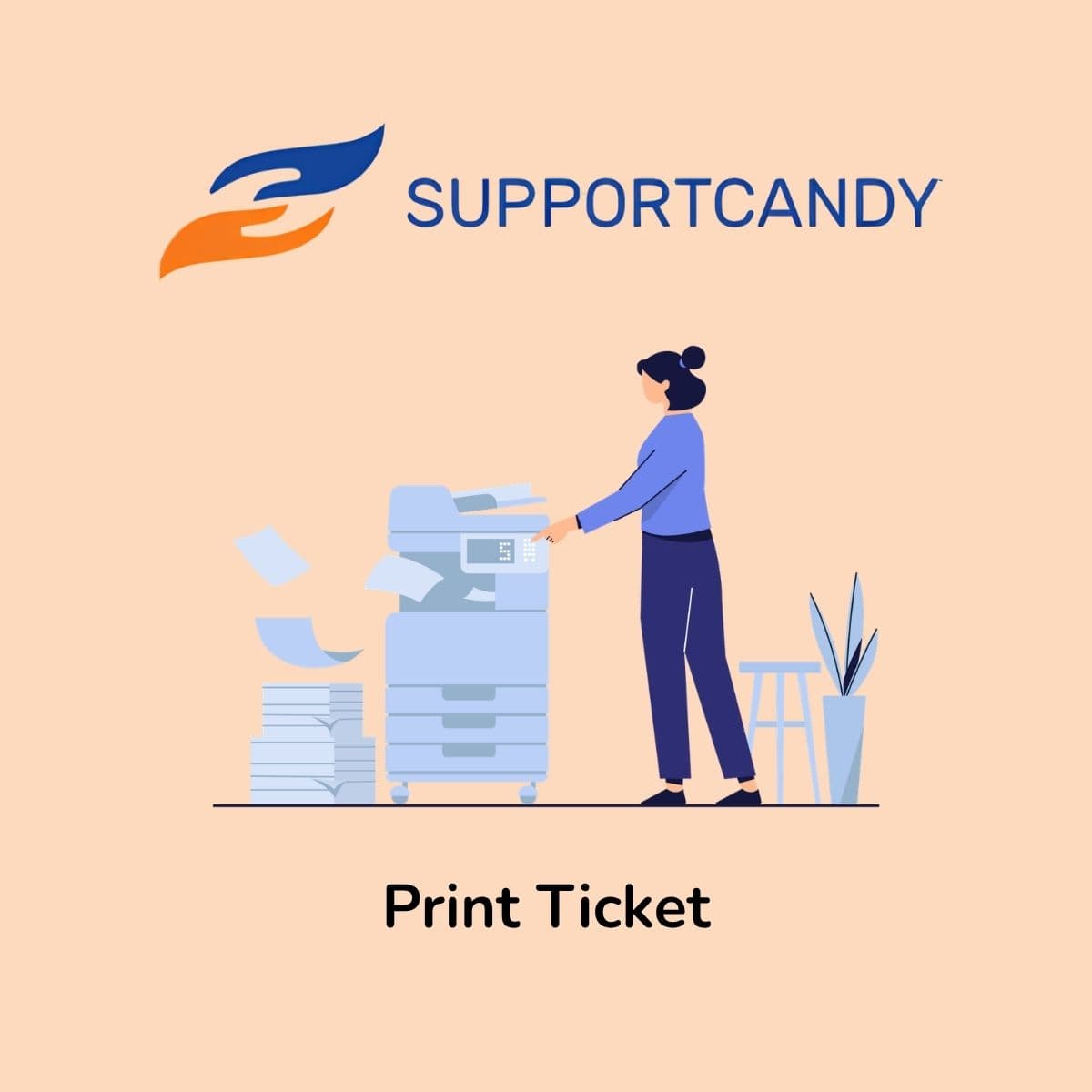 Screenshot of SupportCandy Print Ticket interface