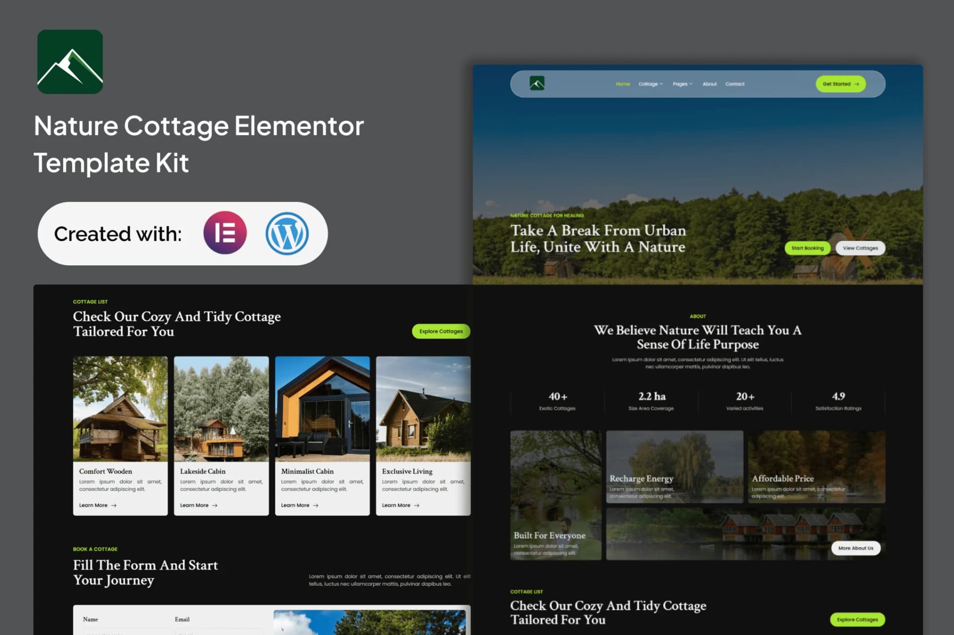 Veridian - Nature Cottage Elementor Template Kit 