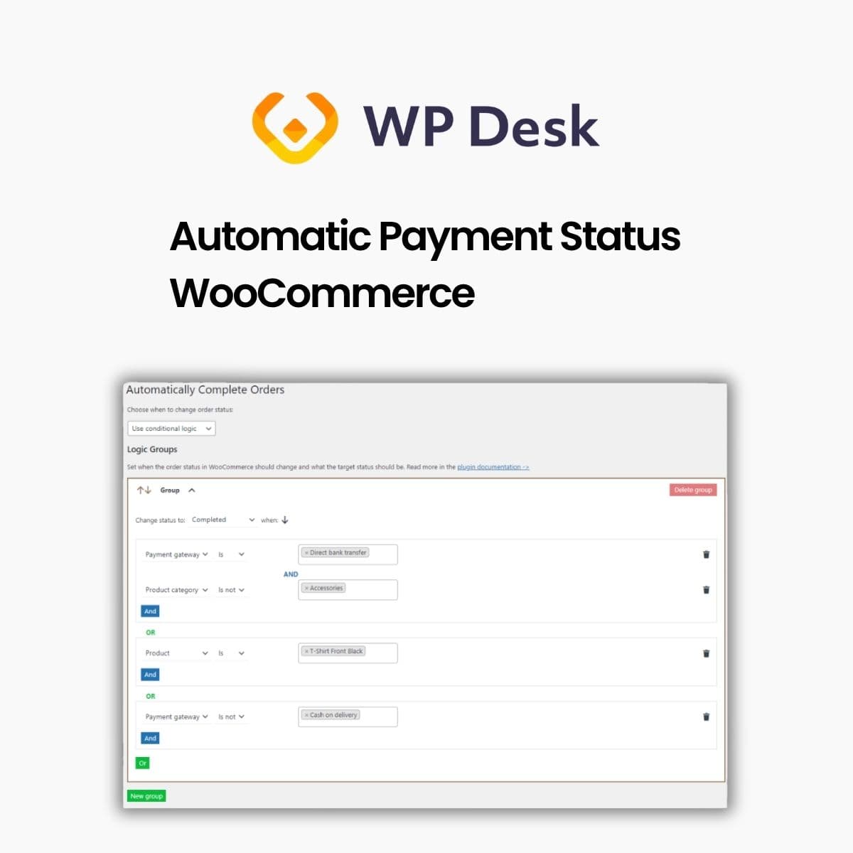 Screenshot of WPDesk - Automatic Payment Status WooCommerce interface