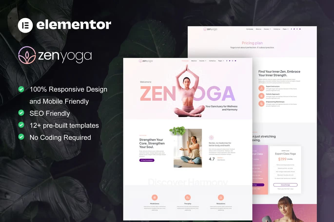 Screenshot of ZenYoga interface