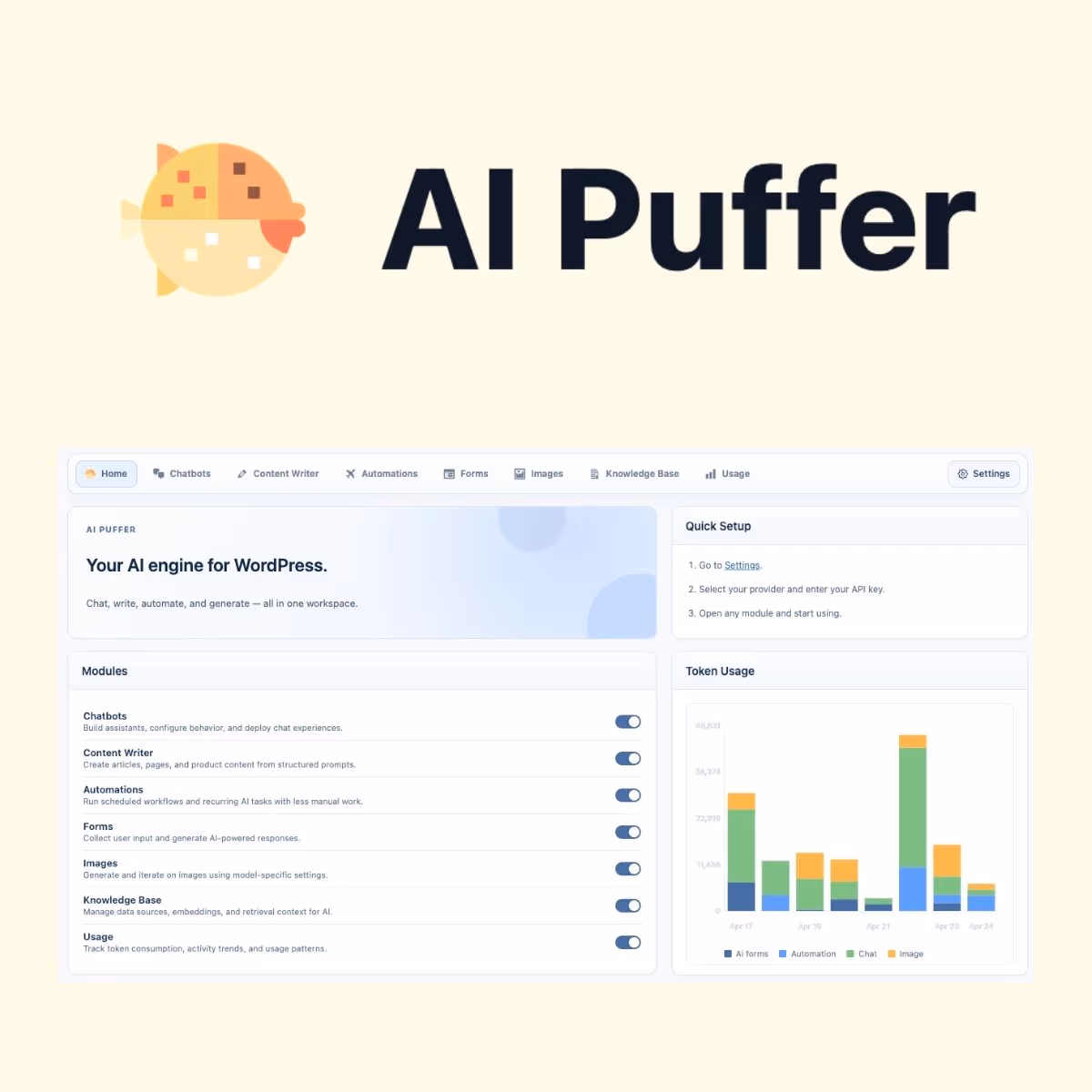 AI Puffer Pro - WordPress Plugin/Theme Screenshot of AI Puffer Pro interface