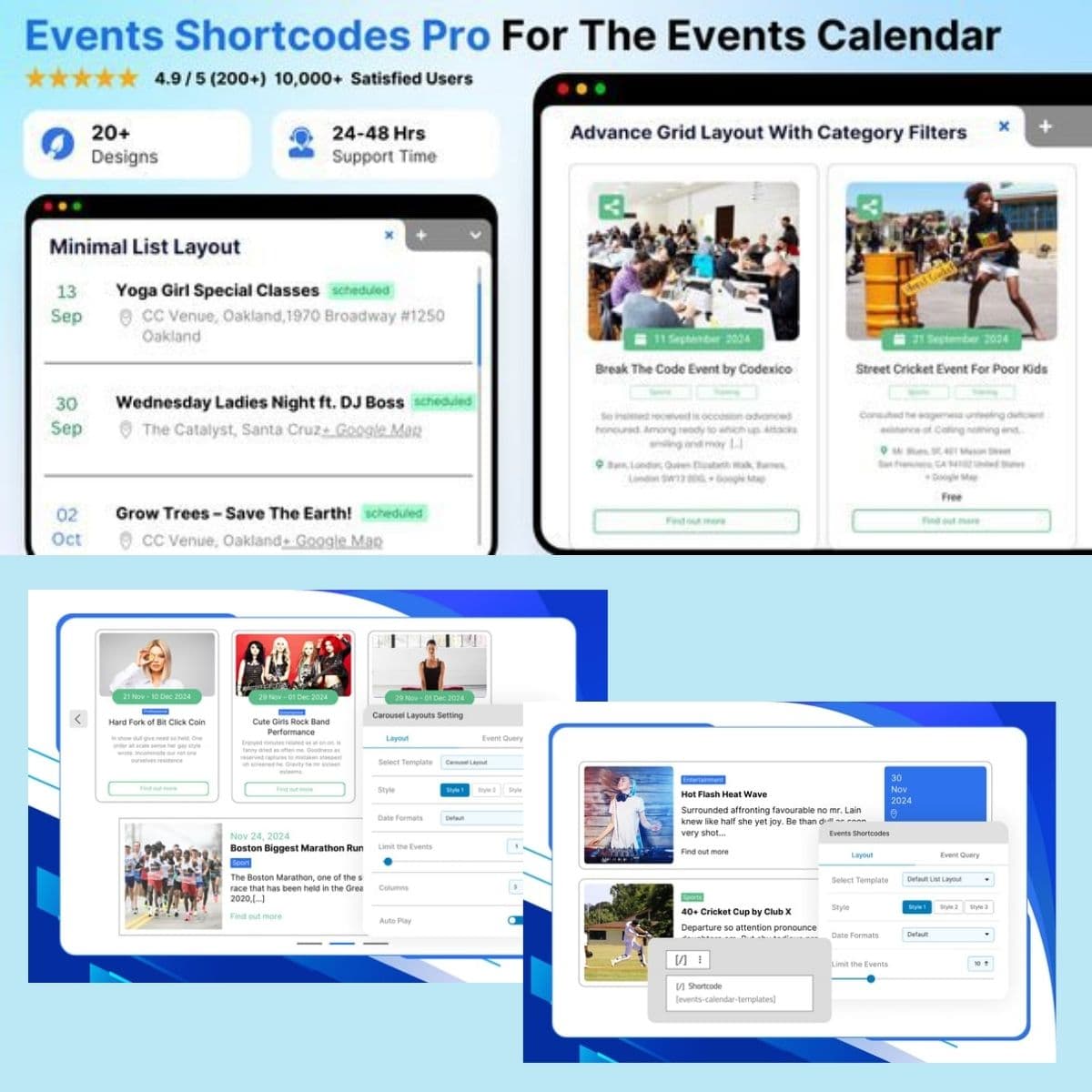 Events Shortcodes & Block Pro - WordPress Plugin/Theme Screenshot of Events Shortcodes & Block Pro interface