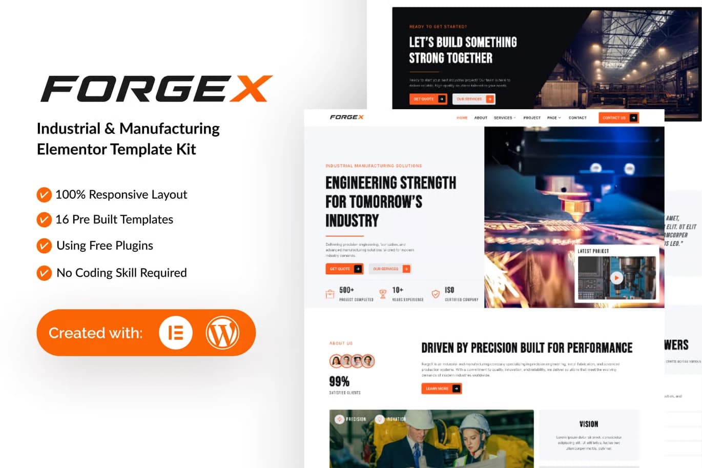 ForgeX - WordPress Plugin/Theme Screenshot of ForgeX interface