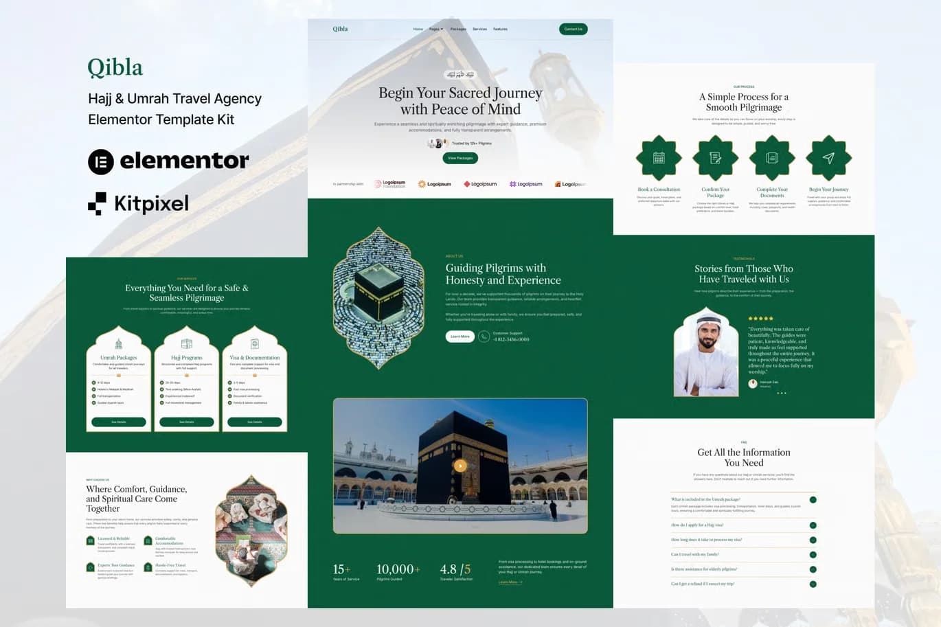 Qibla - Hajj & Umrah Travel Agency Elementor Template Kit Screenshot of Qibla interface